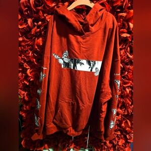 Shein Curve 2 XL Maroon Graphic Hoodie with Butterfly Sleeves & faces on front